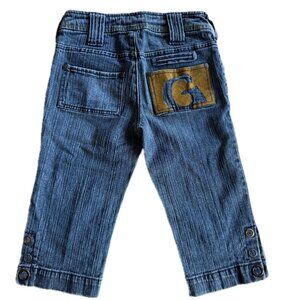 Guess Blue Denim Capri with Leather Logo on back pocket Girls Size10